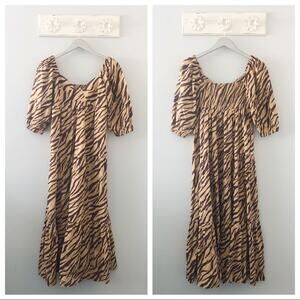 Anthropologie Blossom Maxi Dress Brown Tan NEW